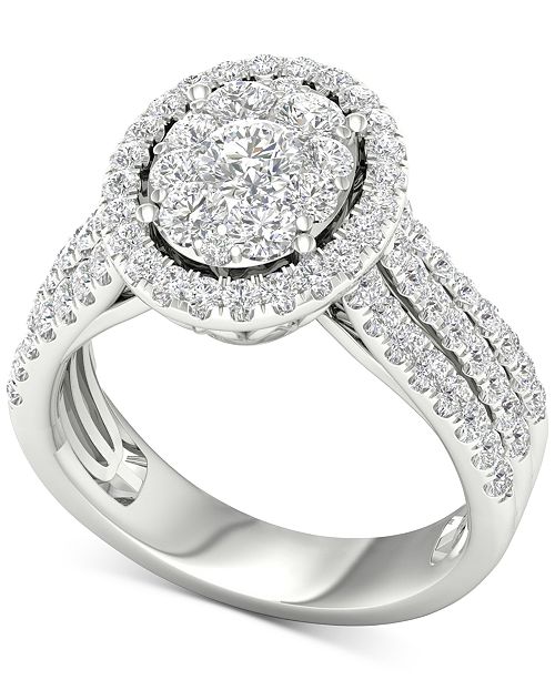 Macy's Diamond Oval Cluster Engagement Ring (11/2 ct. t.w.) in 14k