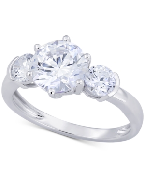 image of Arabella Swarovski Zirconia Three Stone Ring in 14k White Gold