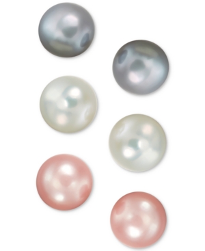 image of Cultured Freshwater Pearl (8mm) 3-Pc. Set Stud Earrings in Sterling Silver