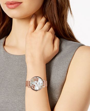 Fossil Women s Jacqueline Rose Gold Tone Stainless Steel Mesh
