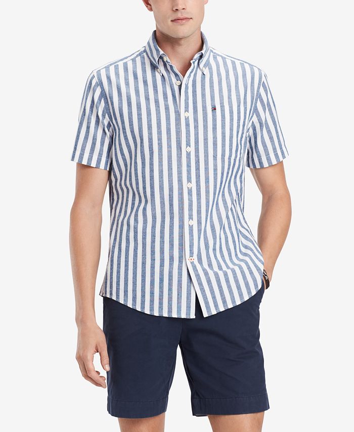 Tommy Hilfiger Men's Custom-Fit Nico Vertical Stripe Shirt, Created for ...
