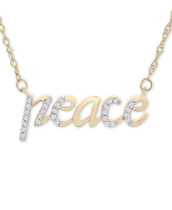 Wrapped - Diamond Peace 17" Pendant Necklace (1/10 ct. t.w.) in 14k Gold