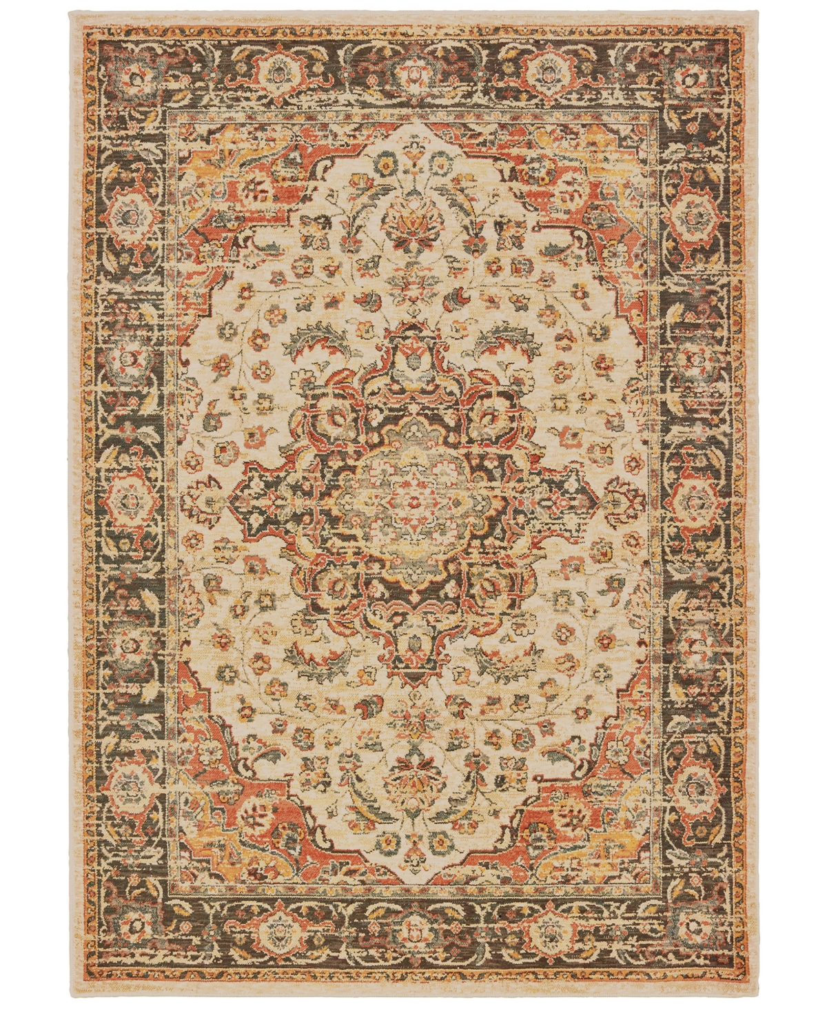 Closeout! Oriental Weavers Toscana 9551A 5'3in x 7'6in Area Rug - Ivory/Orange