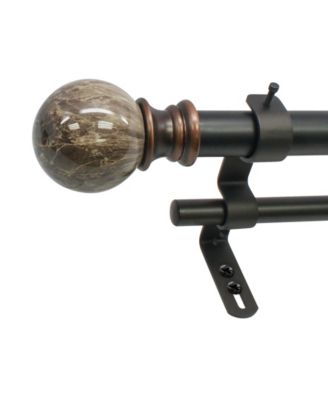 Decopolitan 1 Inch Marble Ball Double Telescoping Curtain Rod Set