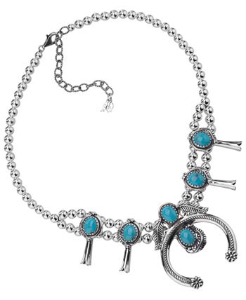 American West Turquoise Naja and Squash Blossom Necklace in