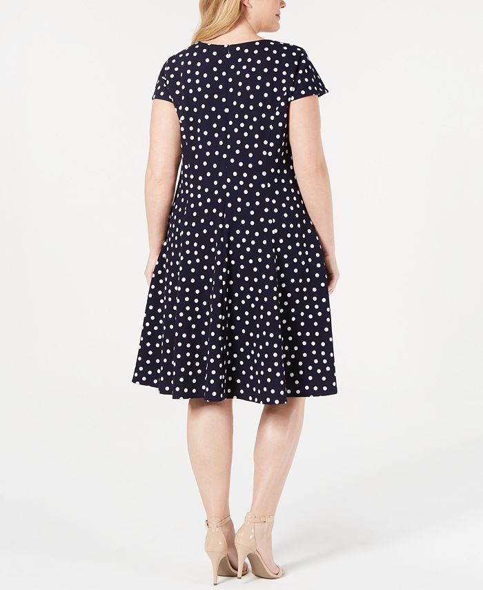 Jessica Howard Plus Size Polka Dot Fit and Flare Dress - Macy's