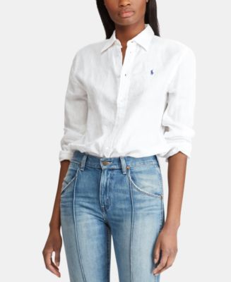 Polo Ralph Lauren Relaxed Fit Linen Shirt & Reviews - Tops - Women - Macy's