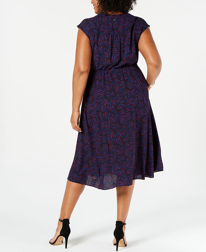 Anne Klein Plus Size Printed Drawstring Midi Dress - Macy's