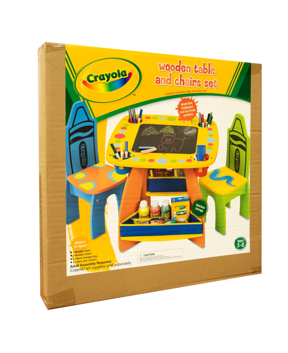 Shop Crayola Grow'n Up  Wooden Desk And Chairs Set-dry Erase Tabletop In Yellow