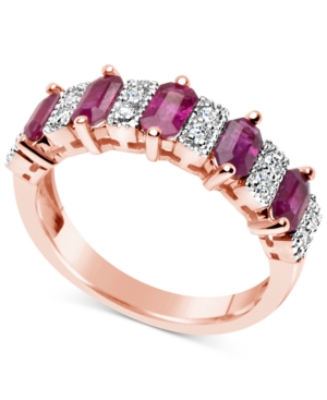 image of Certified Ruby (3-1/6 ct. t.w.) and Diamond (1/6 ct. t.w.) Ring in 14k Rose Gold