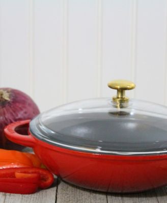 French Enameled Cast Iron 7" Wok with Glass Lid