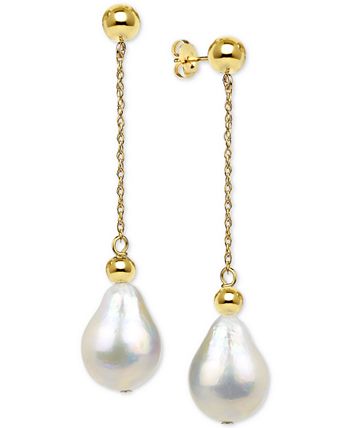 Macy's - Cultured Baroque Freshwater Pearl (11-13mm) Drop Earrings in 14k Gold