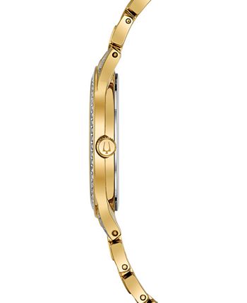 Bulova - Women's Phantom Gold-Tone Crystal-Accent Stainless Steel Bracelet Watch 32mm