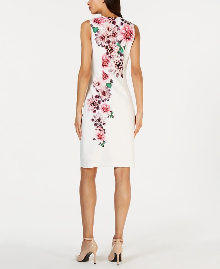 Calvin Klein Pearl-Embellished Printed Sheath Dress & Reviews - Dresses ...