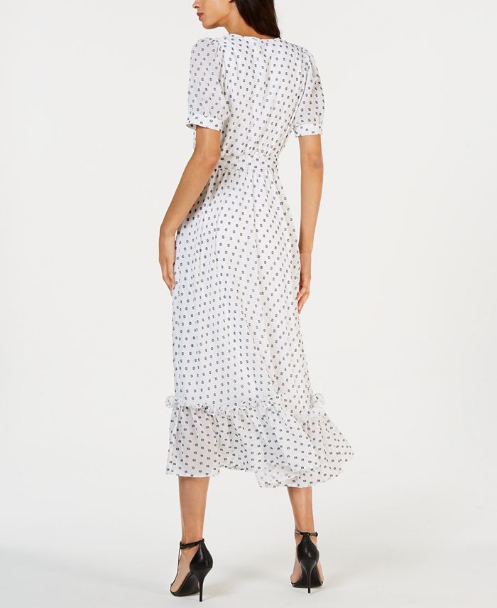Calvin Klein Printed Ruffle-Trim Maxi Dress - Macy's