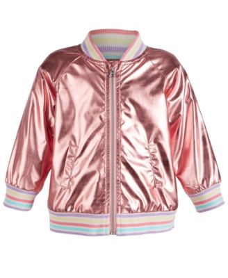 First Impressions - Baby Girls Metallic Bomber Jacket
