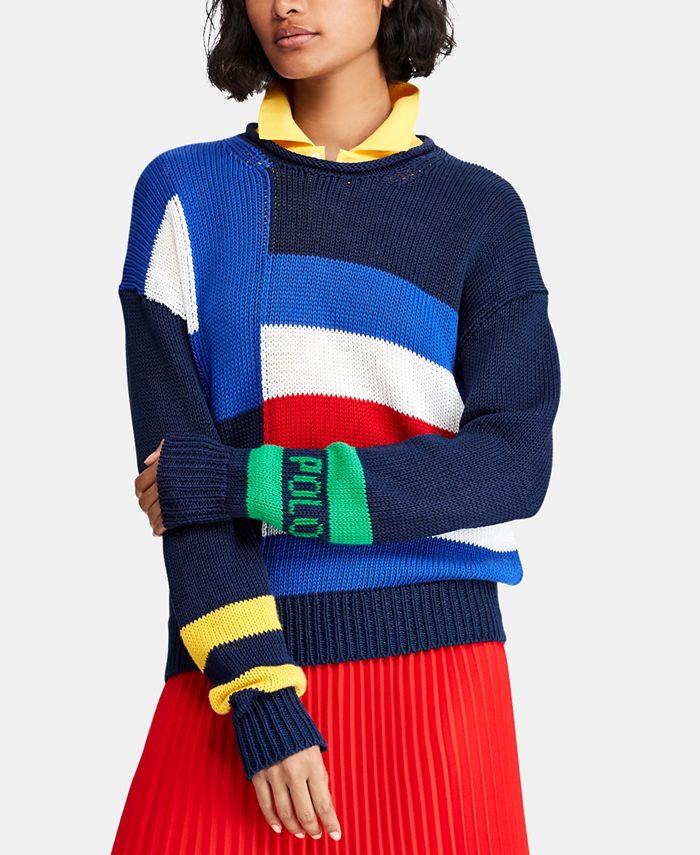 Polo Ralph Lauren Sailboat-Flag Cotton Sweater & Reviews - Sweaters - Women  - Macy's