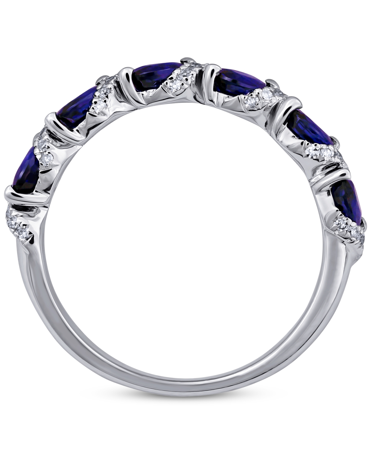 (1-1/4 ct. t.w.) & Diamond (1/8 ct. t.w.) Ring in 14k White Gold (Also Available in Emerald and Ruby) - Sapphire