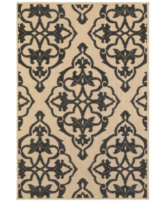 Oriental Weavers - Cayman 001B9 Sand/Charcoal 5'3" x 7'6" Indoor/Outdoor Area Rug