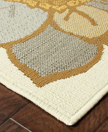 Oriental Weavers - Bali 9448M Ivory/Gray 7'10" x 7'10" Indoor/Outdoor Runner Area Rug