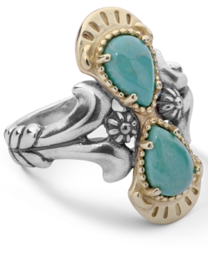 image of American West Two-Tone Green Turquoise Gemstone Ring in Sterling Silver