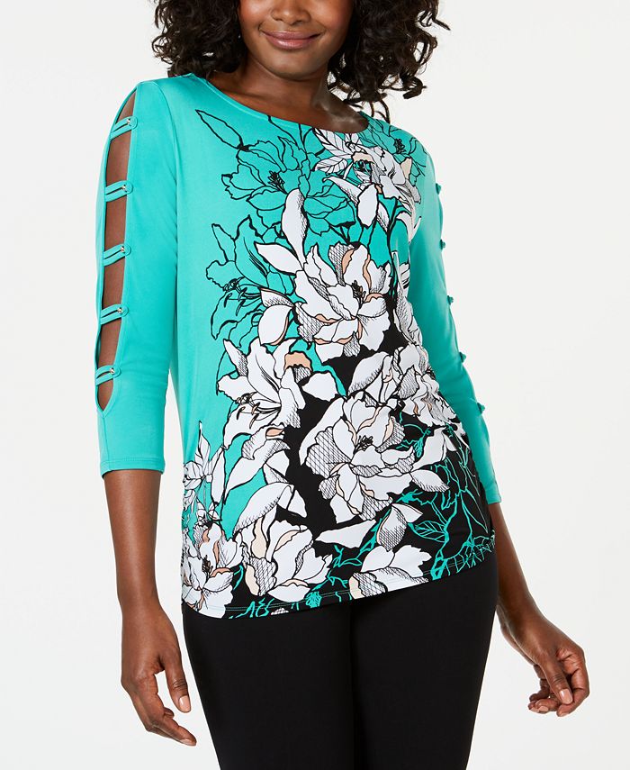 JM Collection Printed Ladder-Sleeve Tunic, Created for Macy's - Macy's