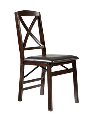 Linon Triena X-Back Folding Chair Set Of 2 - Merlot/Brown, Fully Assembled, Padded Seat - View #7