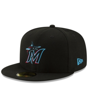 Shop New Era Miami Marlins Authentic Collection 59fifty Fitted Cap In Black