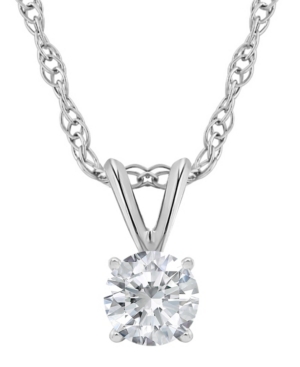 image of Certified Round Diamond Solitaire Pendant Necklace (1/2 ct. t.w.) in 14k White Gold or Yellow Gold