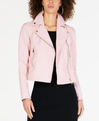 michael kors pink leather moto jacket