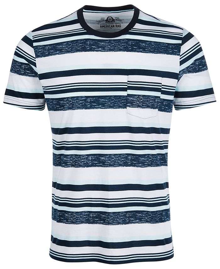 American Rag Men's Variegated Textured Stripe Pocket T-Shirt, Created ...