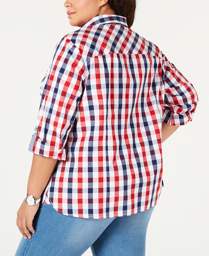 Tommy Hilfiger Plus Size Galleon Gingham Button-Up Shirt & Reviews ...