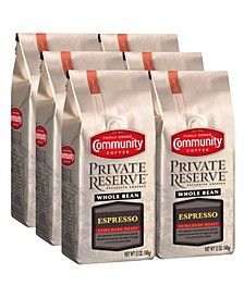 Private Reserve Espresso Extra Dark Roast Specialty-Grade Whole Bean Coffee, 12 Oz - 6 Pack