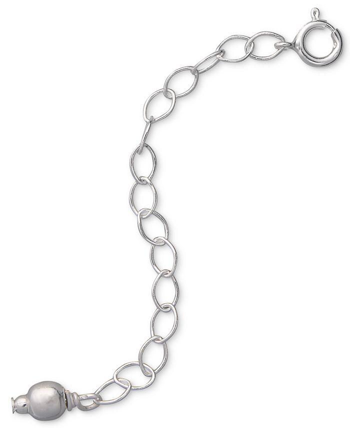 Sterling Silver-Chain Extender With Crystal-1.5 inches ( 2 pcs).