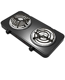 Electric Easily Portable Ultra Lightweight Dual Coil Burner Cooktop Buffet Range in Matte Black