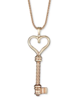 Macy's - Heart Key Pendant Necklace in 14k Gold over Sterling Silver, 18" + 2" extender