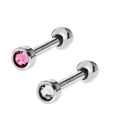 Bodifine Stainless Steel Set of 2 Crystal Tragus