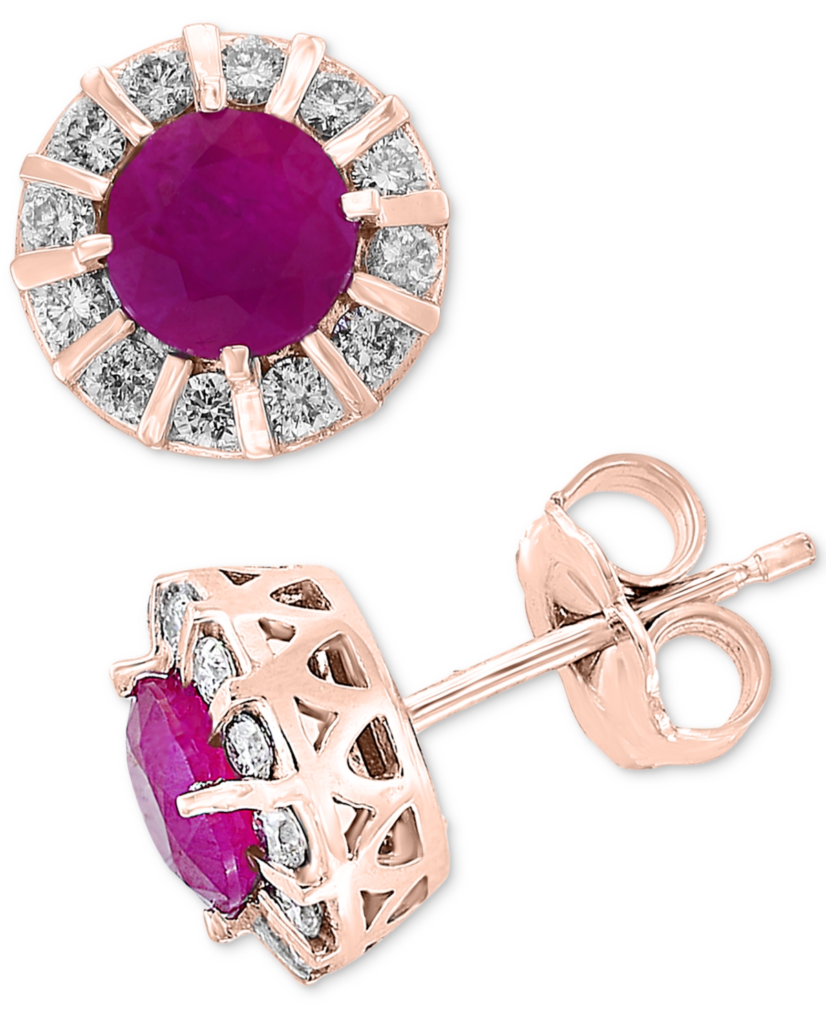 Shop Effy Collection Effy Tanzanite (9/10 Ct. T.w.) & Diamond (1/3 Ct. T.w.) Stud Earrings In 14k White Gold (also Availa In Ruby,k Rose Gold