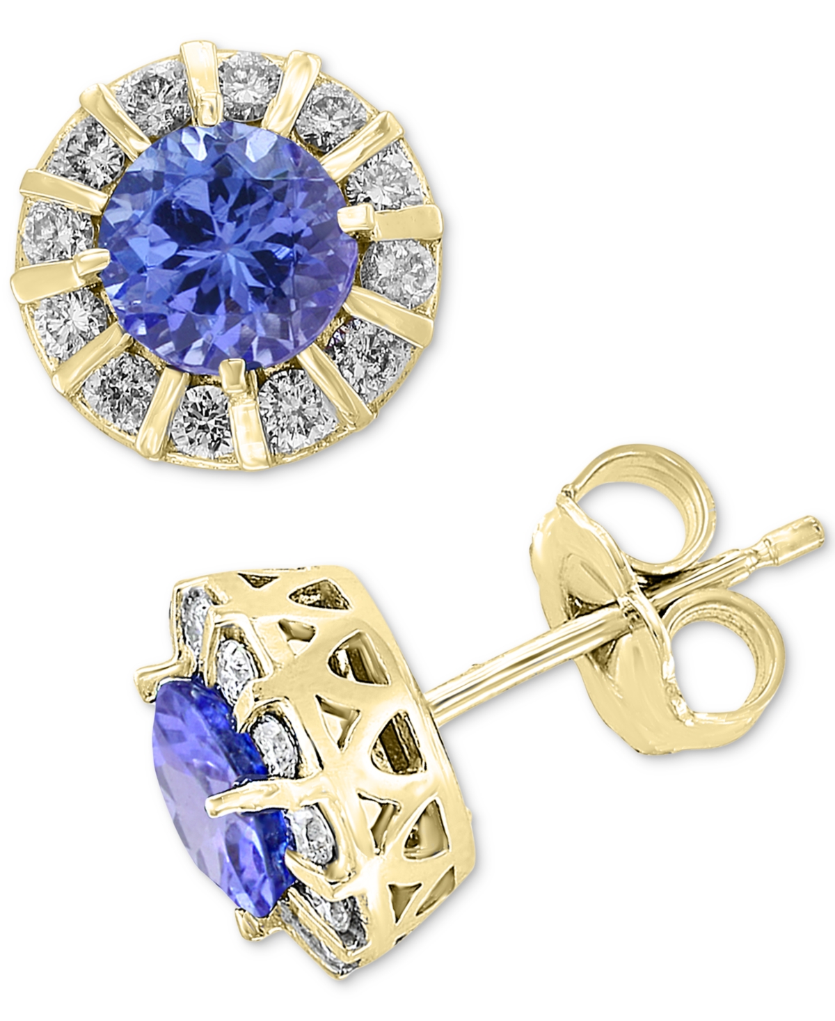 Effy Tanzanite (9/10 ct. t.w.) & Diamond (1/3 ct. t.w.) Stud Earrings in 14k White Gold (Also available in Ruby, Emerald & Sapphire) - Tanzanite/k Yel