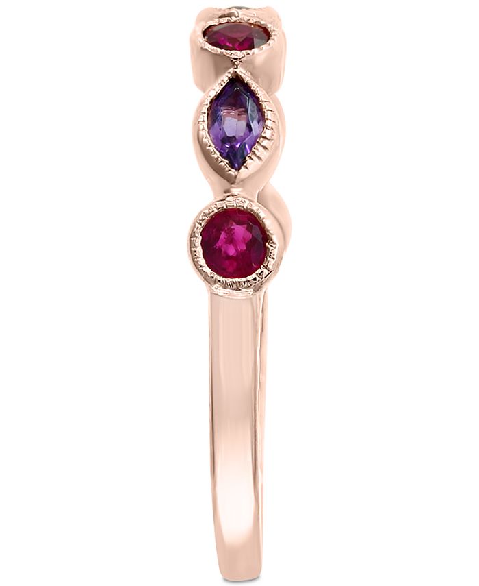 EFFY Collection - Amethyst (1/4 ct. t.w.) and Ruby (1/4 ct. t.w.) Stackable Ring (Also available in Citrine with Peridot)