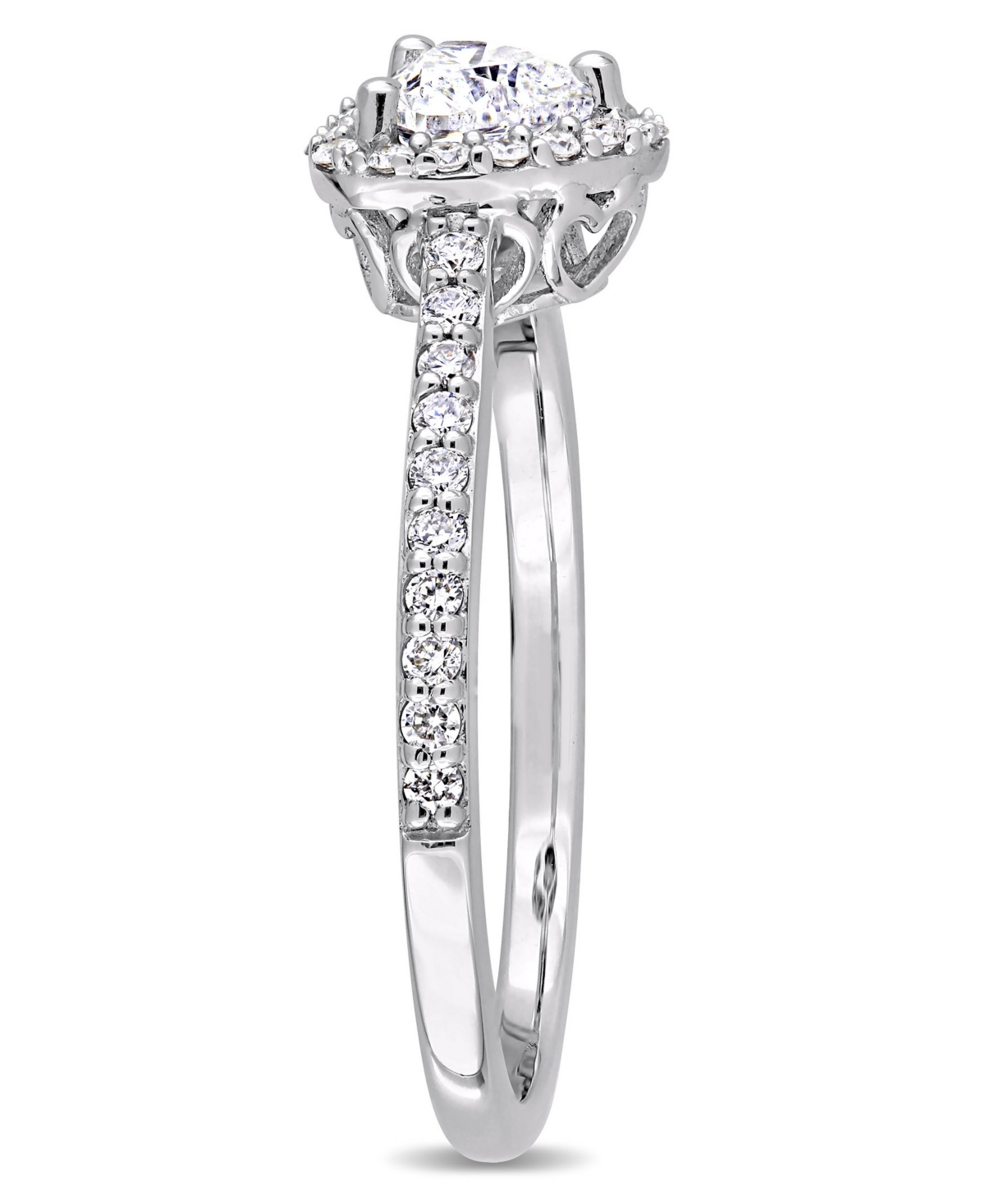 Certified Diamond (3/4 ct. t.w.) Heart and Round-Shape Engagement Ring in 14k- White Gold