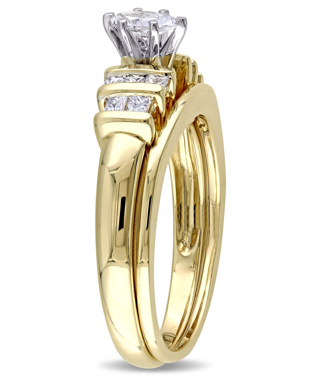 Certified Diamond (1/2 ct. t.w.) Marquise and Princess-Shape Bridal Set in 14k- Yellow Gold