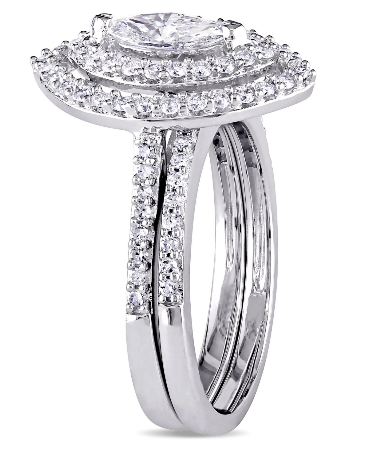 Certified Diamond (1 ct. t.w.) Marquise-Shape Double Halo Bridal Set in 14k- White Gold