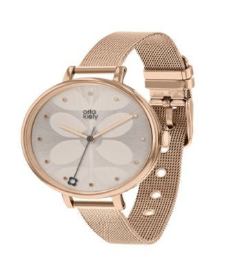 Lola Rose Orla Kiely Watch, Rosegold Plated Mesh Bracelet