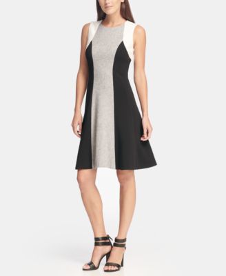 Fashion calvin klein colorblock fit and flare dress