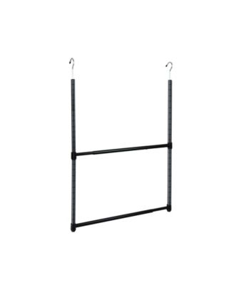 2-Tier Portable Adjustable Closet Hanger Rod, Black