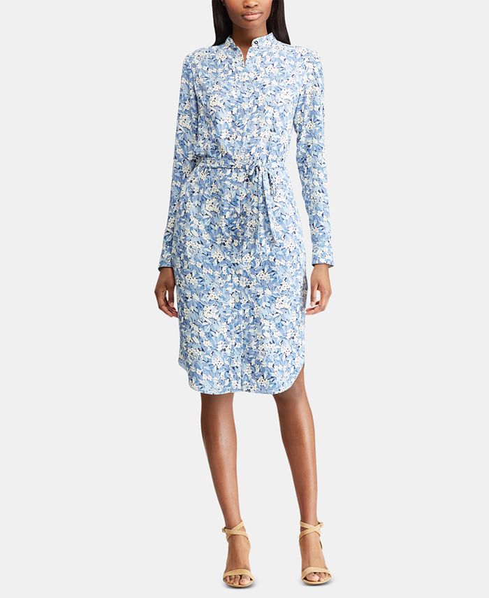 lauren ralph lauren botanical print georgette gown