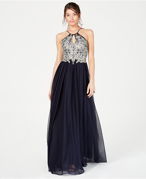 Sequin Hearts Juniors Embellished Halter Gown Reviews Dresses
