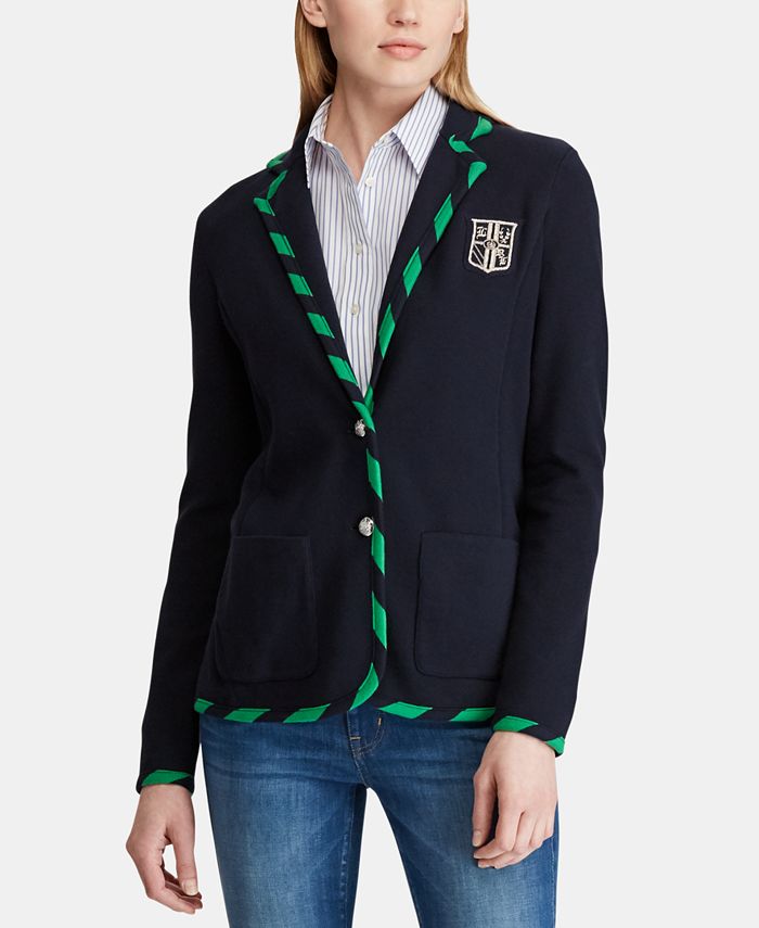 Lauren Ralph Lauren Striped Contrast-Trim Jacket - Macy's