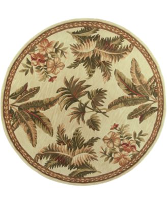 Kas - Sparta Tropical Oasis 3133 Ivory 7'6" Round Area Rug